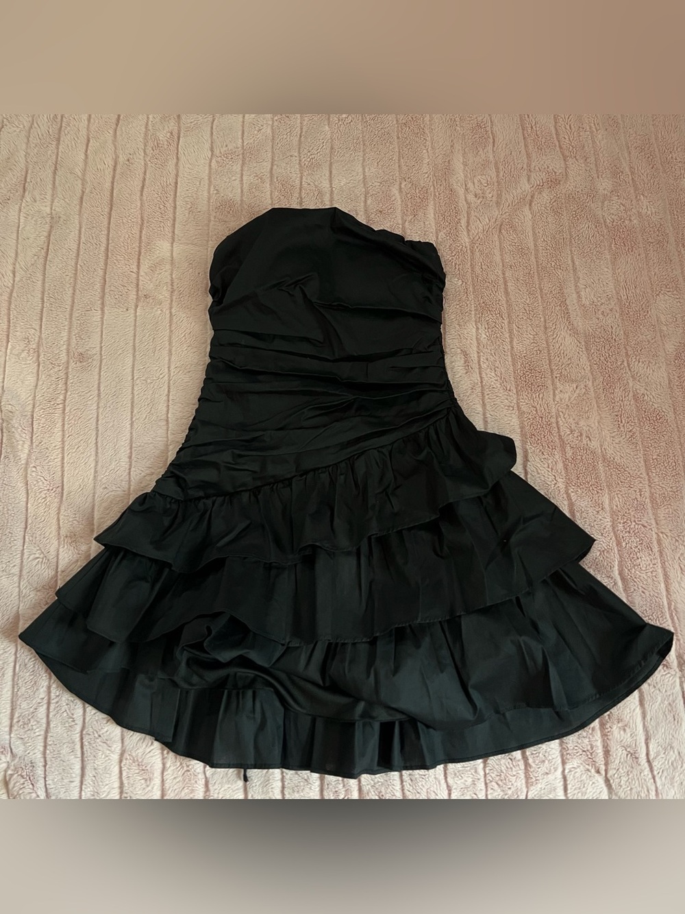 Alex&sophia Black Strapless Ruffle Mini Dress